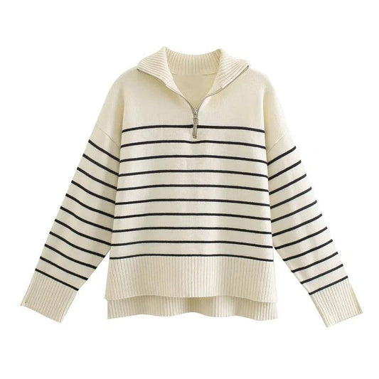 Asymmetry Striped Pullover Sweaters - Pullover Sweater - LeStyleParfait