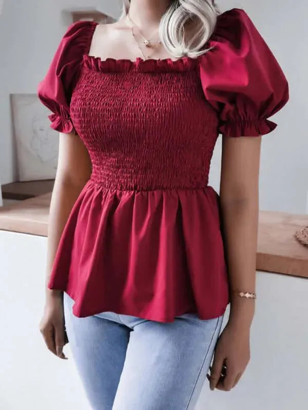 Balloon Sleeves Ruffle Women Top - Women Tops - LeStyleParfait