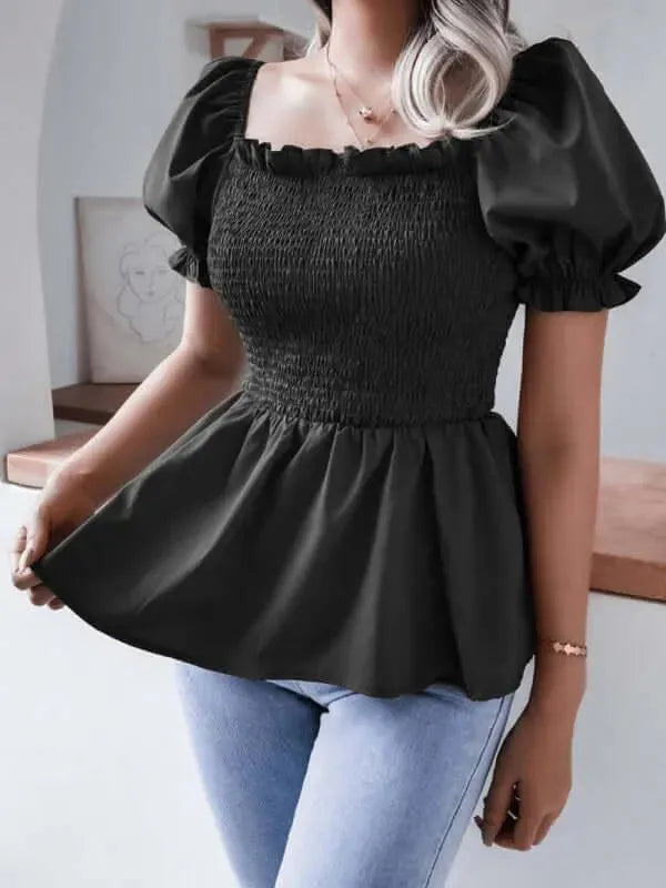 Balloon Sleeves Ruffle Women Top - Women Tops - LeStyleParfait