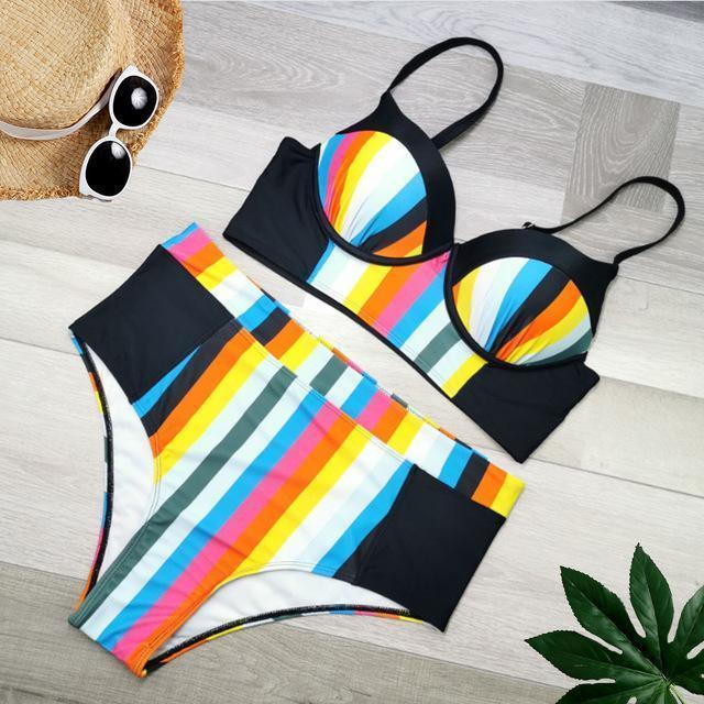 Beach Days Striped Full Brief Bikini Set - Bikini - LeStyleParfait