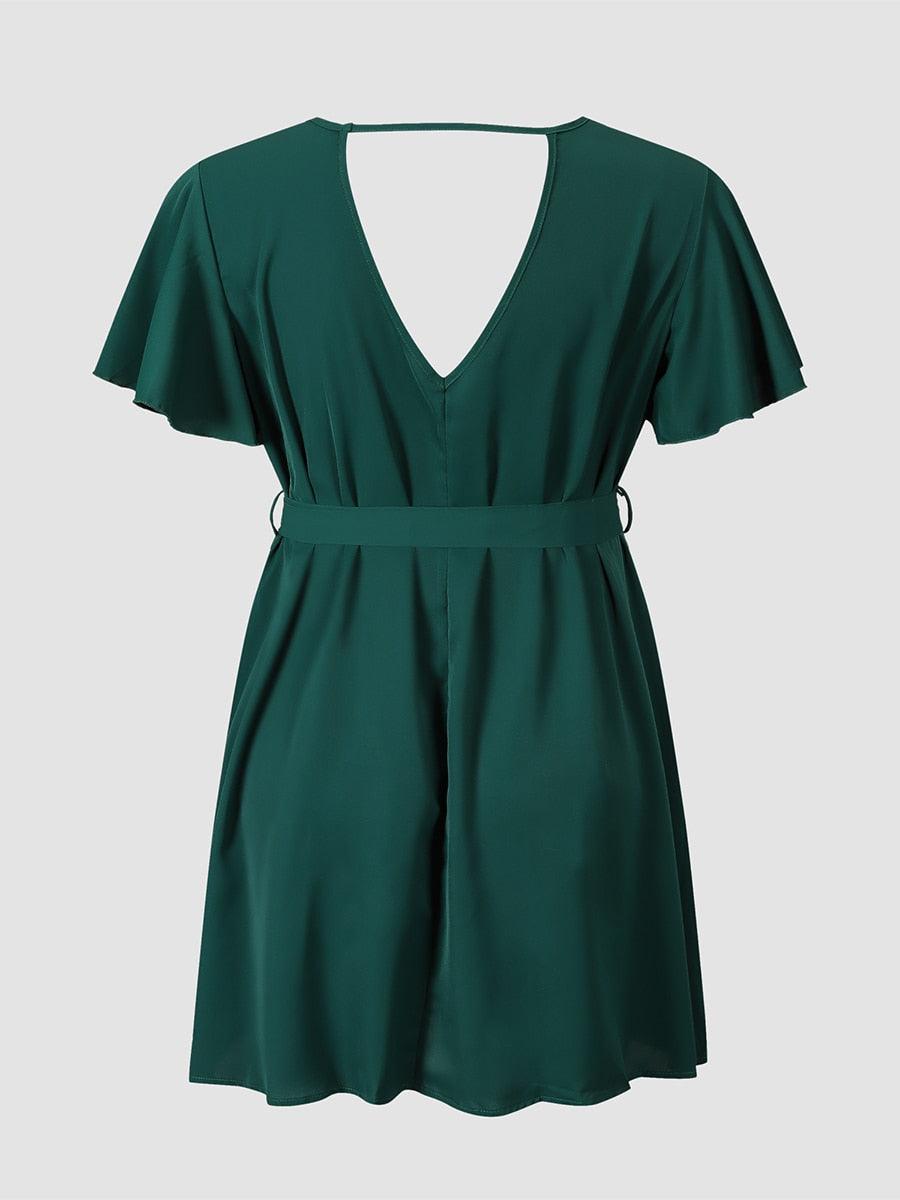 Belted Green Midi Dress - Dress - LeStyleParfait