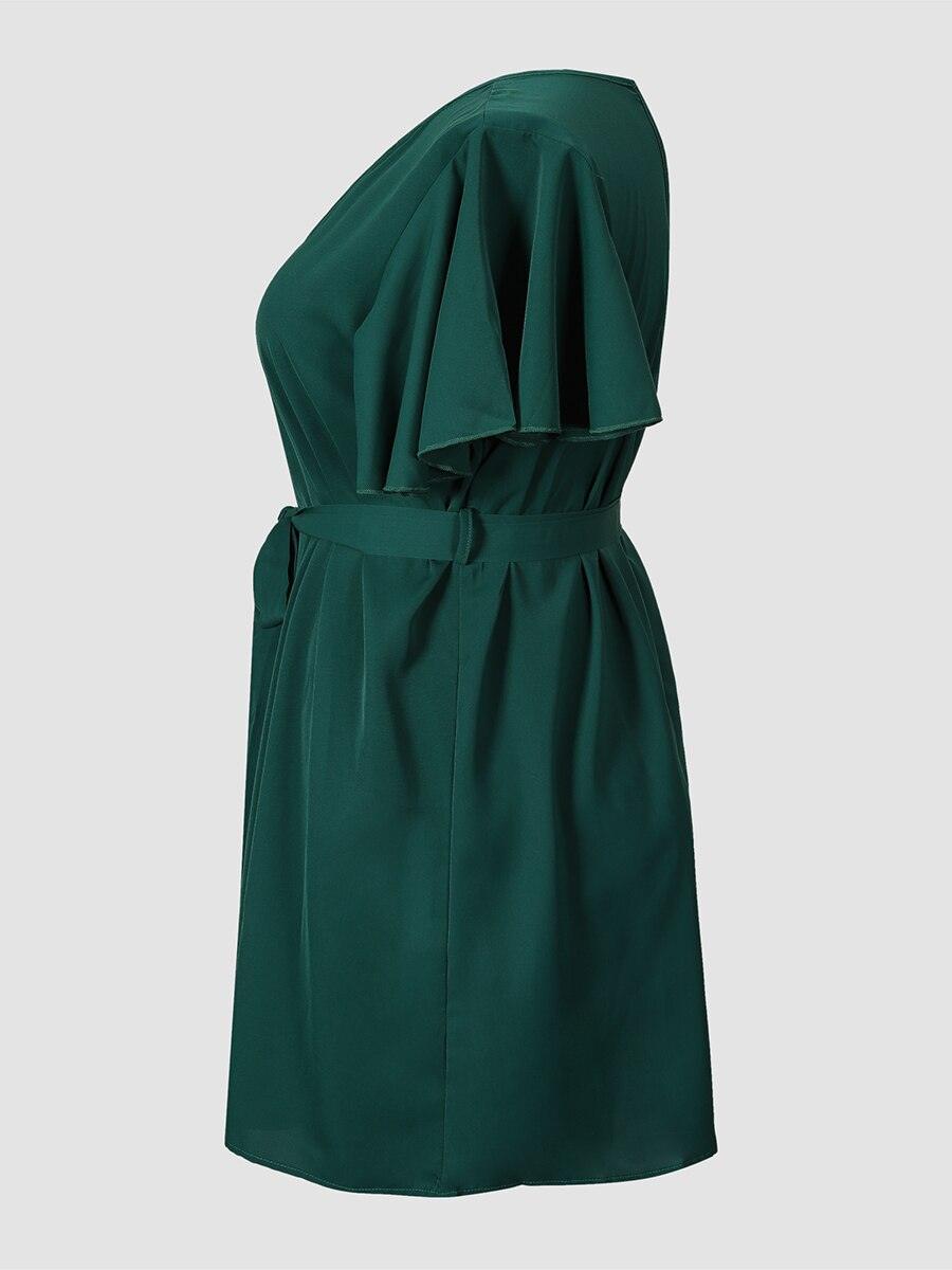 Belted Green Midi Dress - Dress - LeStyleParfait