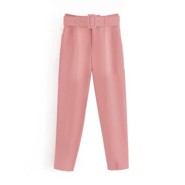 Belted High-Waisted Pants - Women Pants - LeStyleParfait