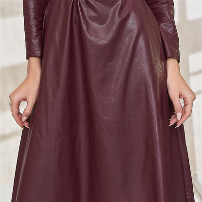 Belted Leather Dress For Women - Midi Dress - LeStyleParfait
