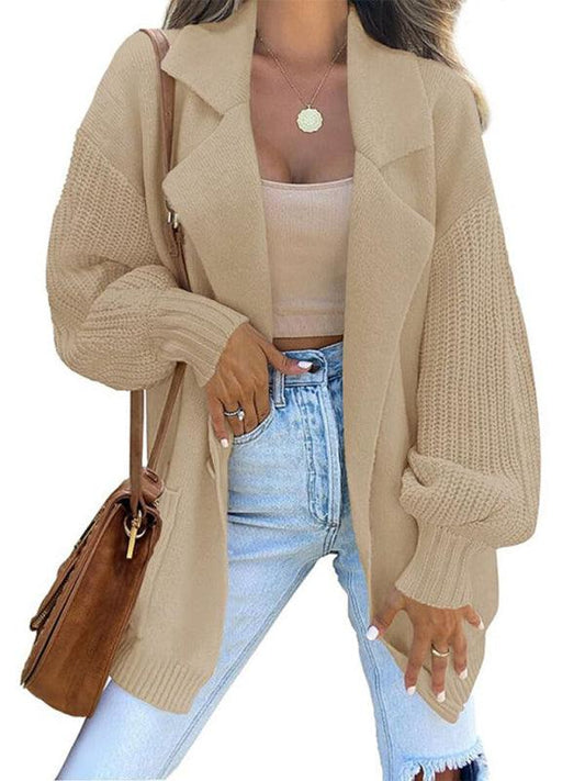 Big Collar Women Cardigan Sweater - Cardigan Sweater - LeStyleParfait