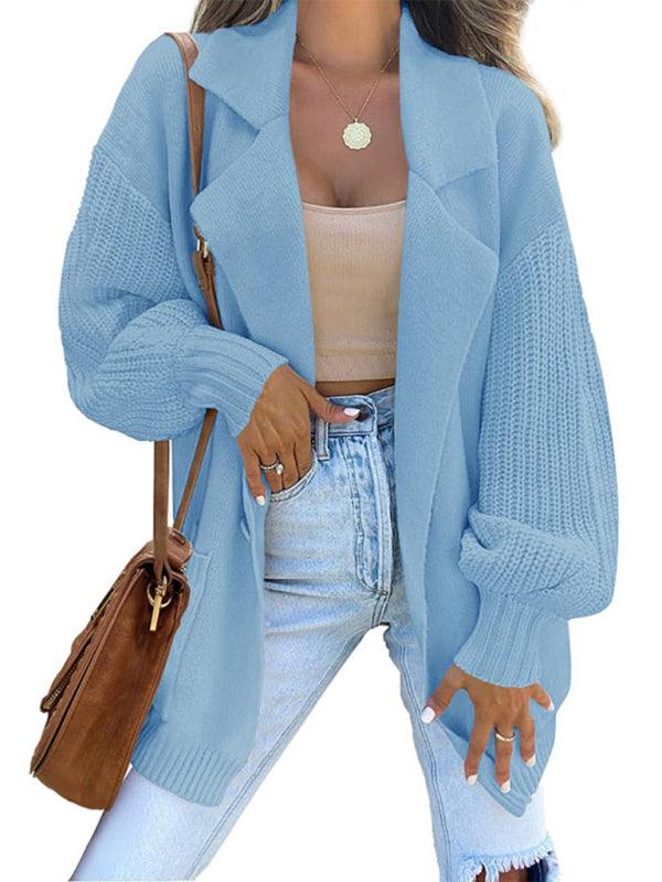 Big Collar Women Cardigan Sweater - Cardigan Sweater - LeStyleParfait