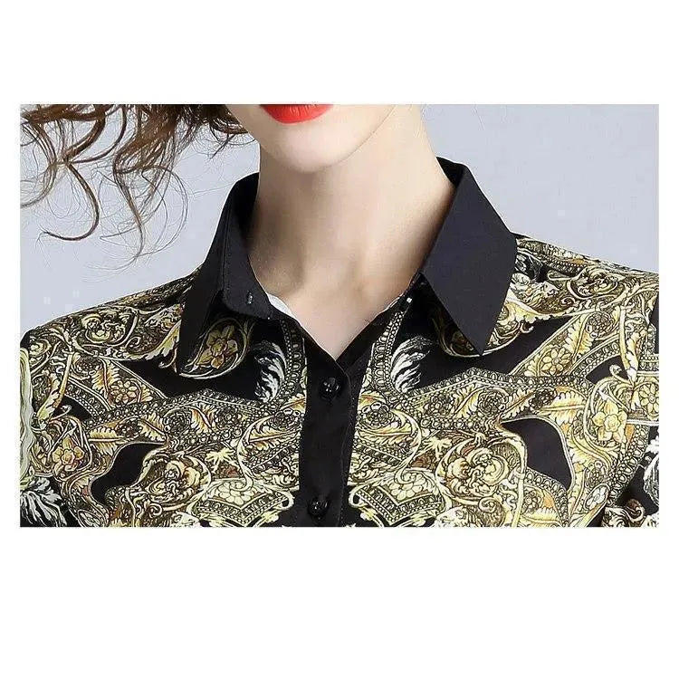 Black Floral Women Shirt - Women's Shirt - LeStyleParfait