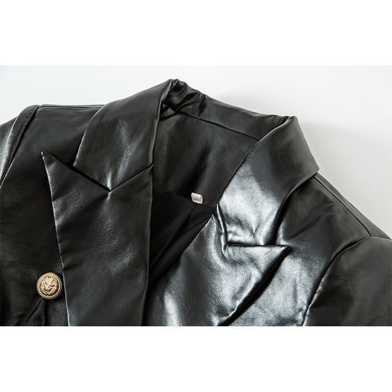 Black Leather Blazer Women - Formal-Business - Plain-Solid - Leather Blazer - LeStyleParfait