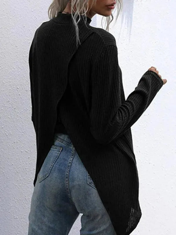 Black Loose Turtleneck Pullover Sweater Women - Pullover Sweater - LeStyleParfait