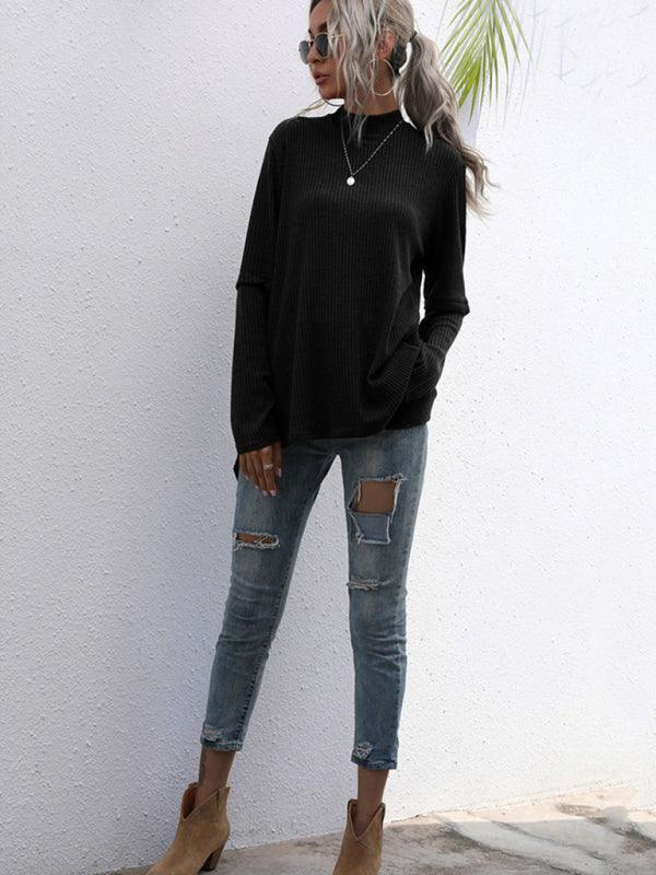 Black Loose Turtleneck Pullover Sweater Women - Pullover Sweater - LeStyleParfait