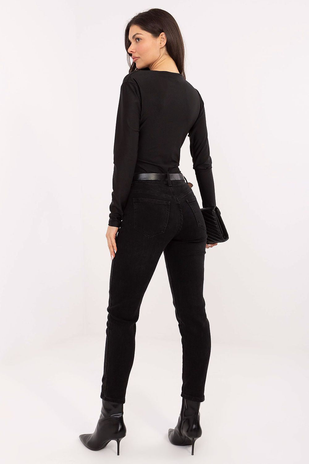 Black Skinny Jeans Women - Mid Rise Stretch Denim-Straight Leg Jeans-LeStyleParfait