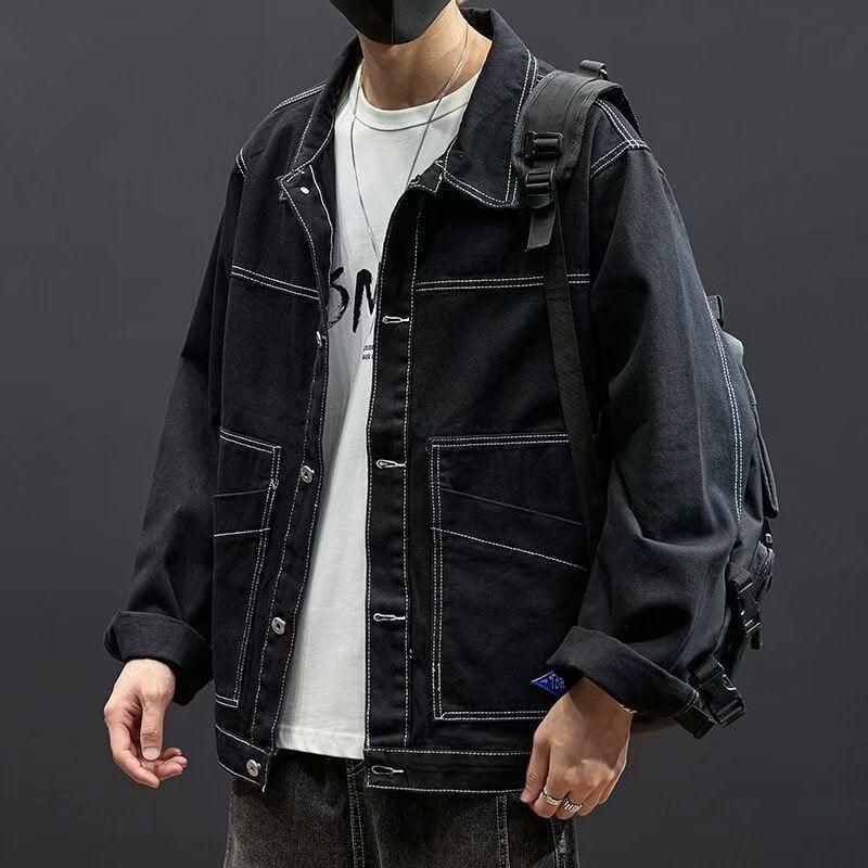 Black Streetwear Jean Jackets - Leather Jacket - LeStyleParfait