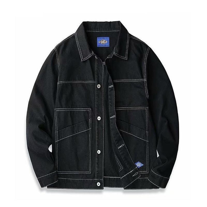 Black Streetwear Jean Jackets - Leather Jacket - LeStyleParfait