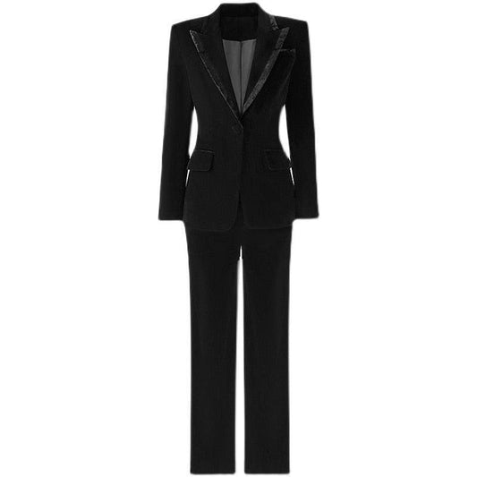 Black Velvet Pantsuit - Women Pant Suit - LeStyleParfait