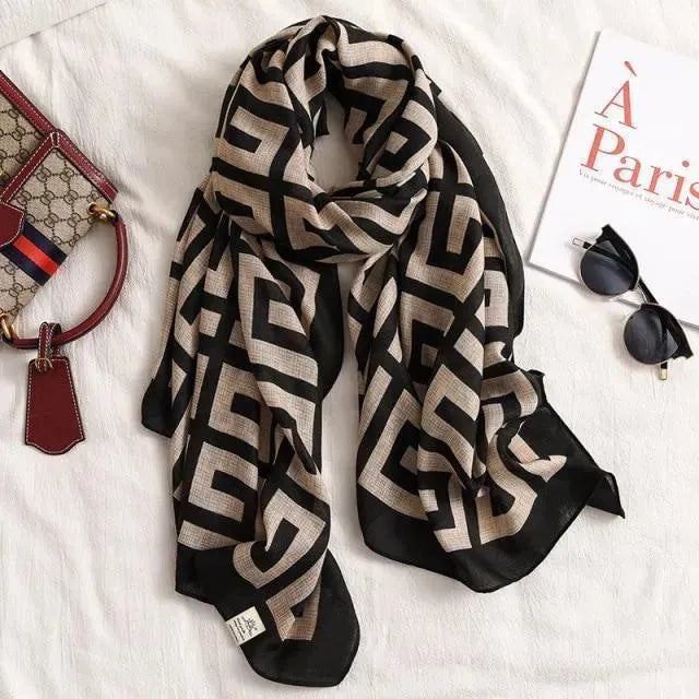 LeStyleParfait Women's Scarves & Shawls Stylish Wrap Scarf Printed Cotton -Scarf
