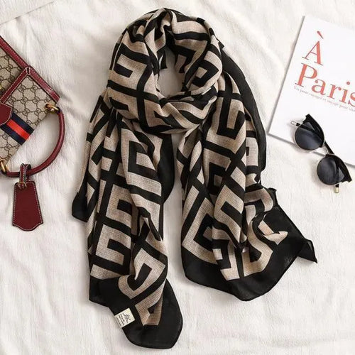 LeStyleParfait Women's Scarves & Shawls Stylish Wrap Scarf Printed Cotton -Scarf
