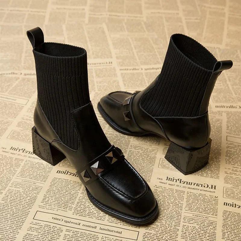 Black Women Ankle Sock Boots - Sock Boots - LeStyleParfait