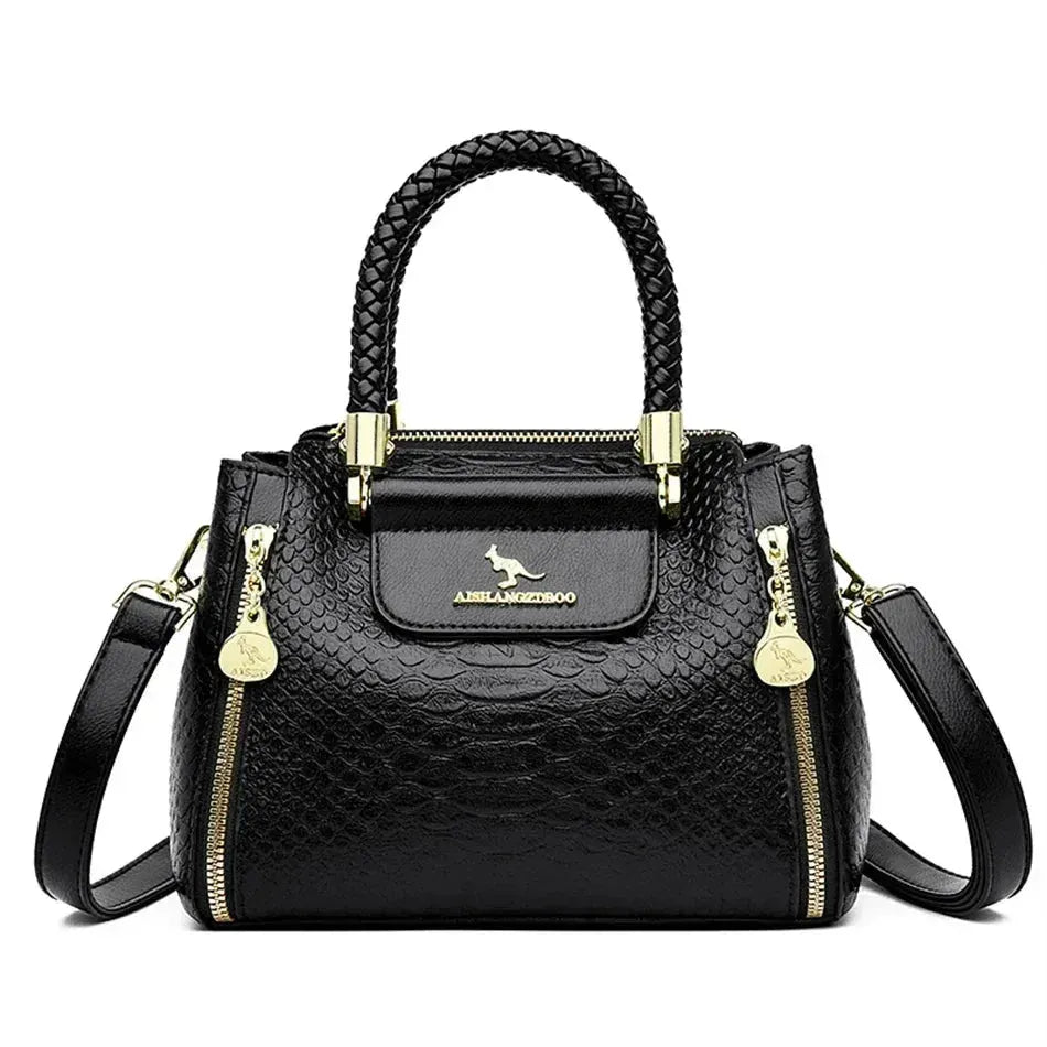 Black Women Soft Leather Handbag - Handbag - LeStyleParfait