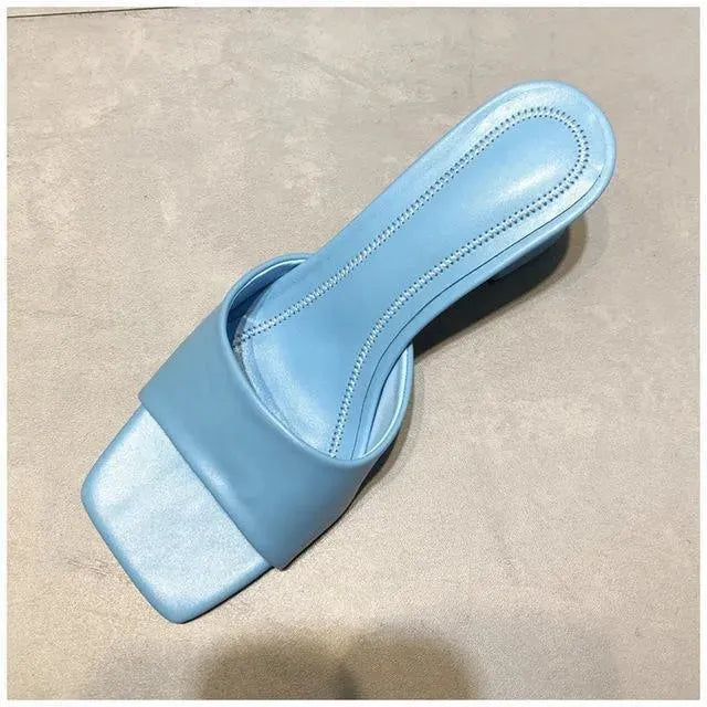 Block-Heeled Slide Sandals - Sandals - LeStyleParfait