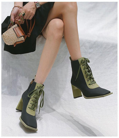 Block Lace-Up Women Boots - Boots - LeStyleParfait