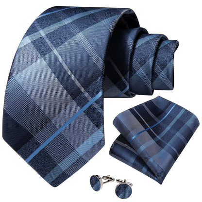 Blue Checked Necktie Set - Necktie - LeStyleParfait