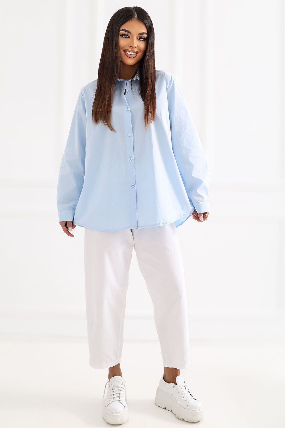 Blue Cotton Office Women's Shirt-Women's Shirts-LeStyleParfait