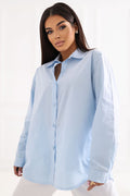 Blue Cotton Office Women's Shirt-Women's Shirts-LeStyleParfait