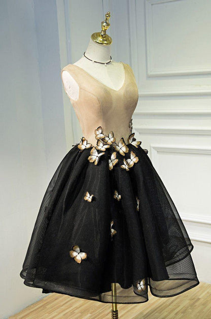 Blue Floral Prom Dress, Elegant Short Party Dress - Mini Dress - LeStyleParfait
