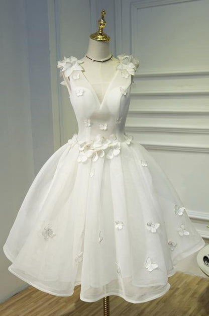 Blue Floral Prom Dress, Elegant Short Party Dress - Mini Dress - LeStyleParfait