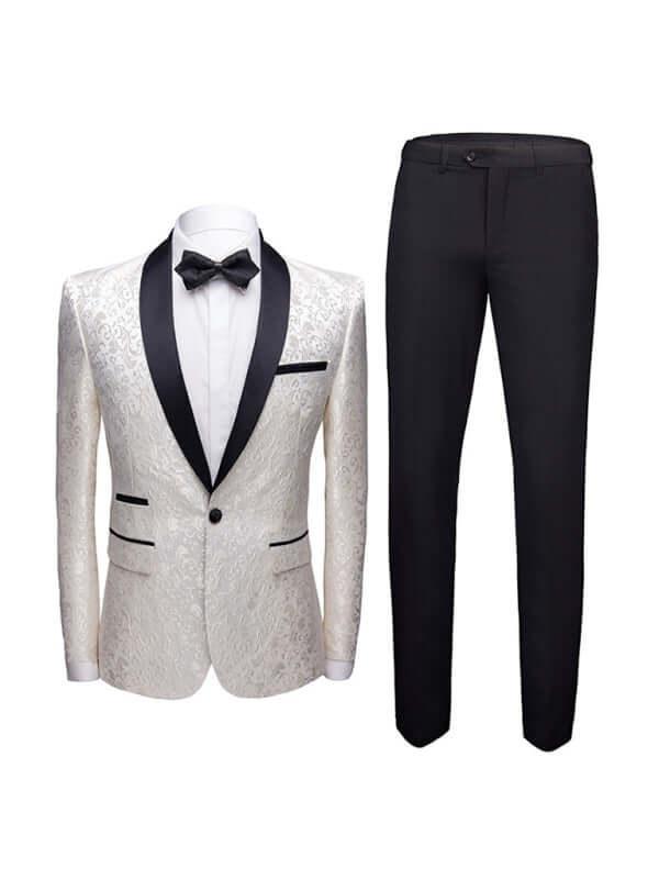 Blue Jacquard Two Piece Tuxedo Suit - Tuxedo Suit - LeStyleParfait