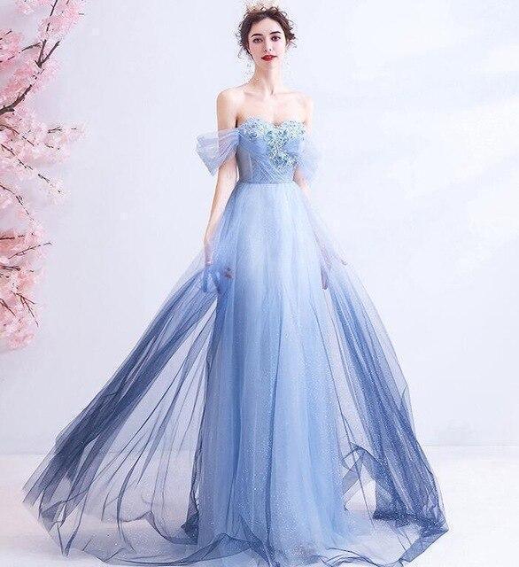 Blue Lace Prom Dress, Evening Dress - Maxi Dress - LeStyleParfait