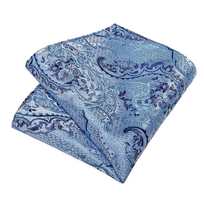 Blue Paisley Silk Necktie Set - Necktie - LeStyleParfait