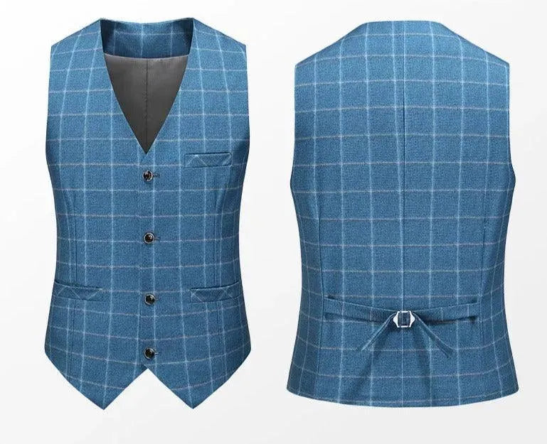 Angelo Checked Three Piece Suit - Plaid Suit - LeStyleParfait fashion image