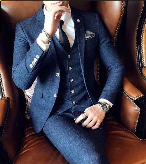 The Banker Three Piece Suit - Plaid Suit - LeStyleParfait