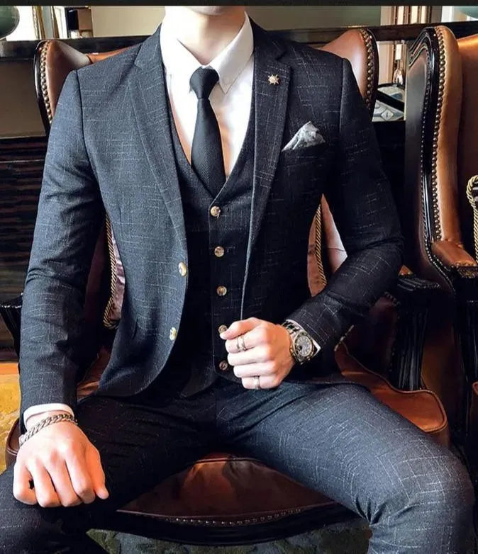 The Banker Three Piece Suit - Plaid Suit - LeStyleParfait
