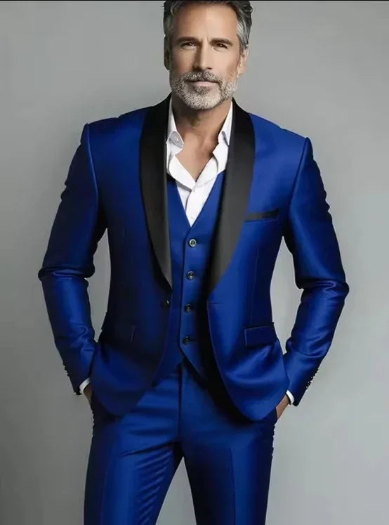 Men's Solid Color Formal Three Piece Suit fashion image