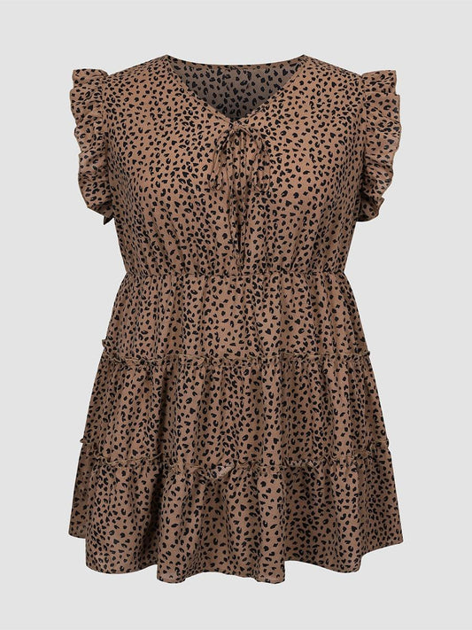 Brown Printed Sleeveless Dress - Mini Dress - LeStyleParfait