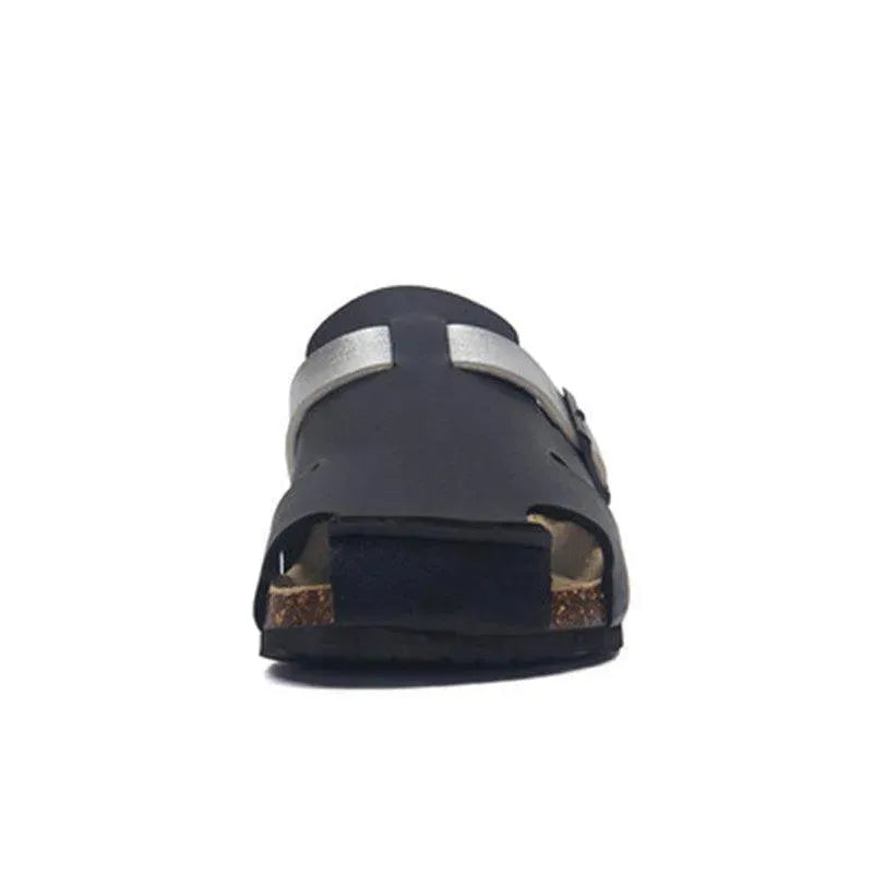 Buckle Leather Slip-On Sandals - Sandals - LeStyleParfait