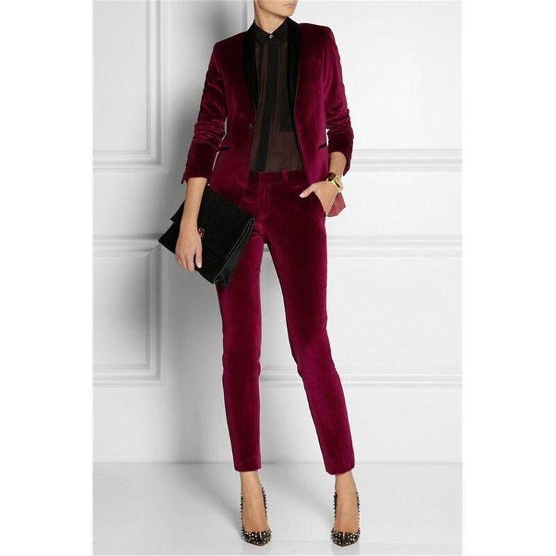 Burgundy Business Ladies Pantsuit - Women Pant Suit - LeStyleParfait