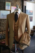 Business Style Khaki Three Piece Suit - Three Piece Suit - LeStyleParfait