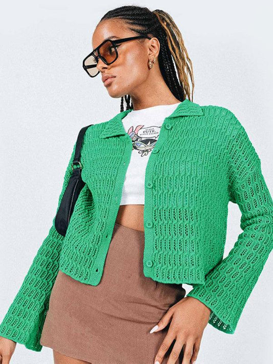 Button Lapel Women Cardigan Sweater - Cardigan Sweater - LeStyleParfait