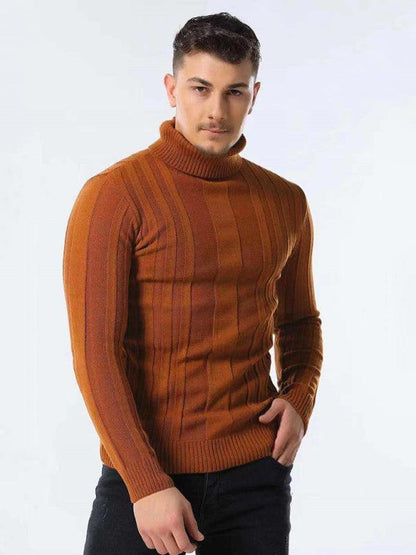 Casual Knitted Turtleneck Men Sweater - Pullover Sweater - LeStyleParfait