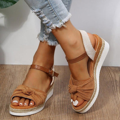 Casual Knot Wedges Sandals - Wedge Shoes - LeStyleParfait