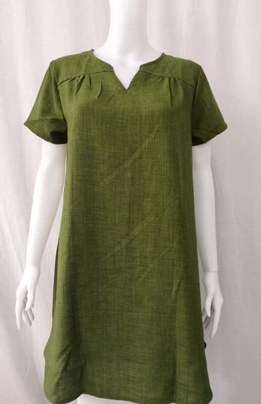 Casual Linen Short Sleeve Dress - Dress - LeStyleParfait