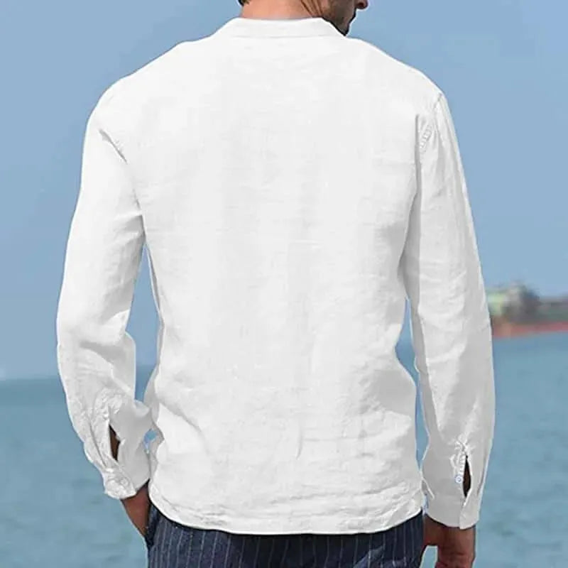 LeStyleParfait Men Shirts Classy Plain-Solid Cotton-Linen Shirt