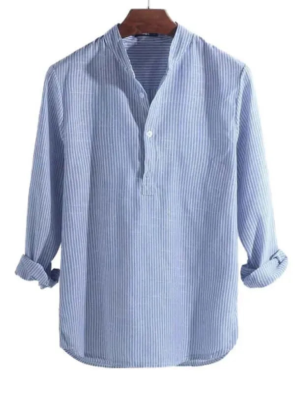 Casual Long Sleeve Striped Men Shirt - Long Sleeve Shirt - LeStyleParfait