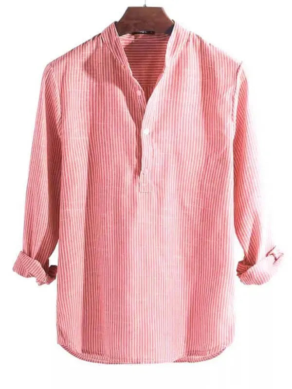 Casual Long Sleeve Striped Men Shirt - Long Sleeve Shirt - LeStyleParfait