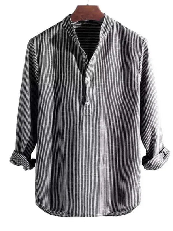 Casual Long Sleeve Striped Men Shirt - Long Sleeve Shirt - LeStyleParfait