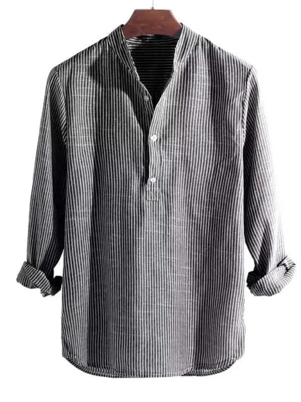 Casual Long Sleeve Striped Men Shirt - Long Sleeve Shirt - LeStyleParfait