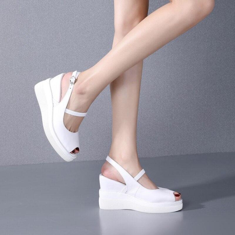 Casual Open Wedge Sandals - Wedge Shoes - LeStyleParfait